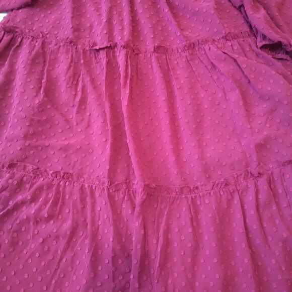 J. Crew Dark Berry Pink Swiss Dot Print Chiffon Midi Length Dress Women's Size 2 - Picture 12 of 12